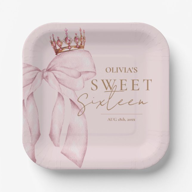 Elegant Sweet Sixteen Birthday Paper Plates (Front)
