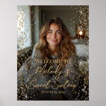 Elegant sweet sixteen birthday welcome sign