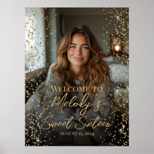 Elegant sweet sixteen birthday welcome sign