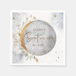 Elegant Sweet Sixteen Celestial Moon and Stars Na Napkins