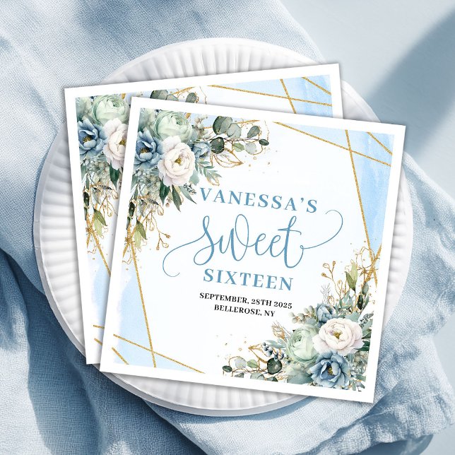 Elegant Sweet Sixteen Eucalyptus Green Party  Paper Dinner Napkins (Elegant Sweet Sixteen Eucalyptus Green Party Paper Dinner Napkins)