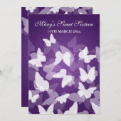 Elegant Sweet Sixteen Party Butterflies Purple Invitation (Front/Back)