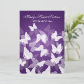 Elegant Sweet Sixteen Party Butterflies Purple Invitation (Standing Front)