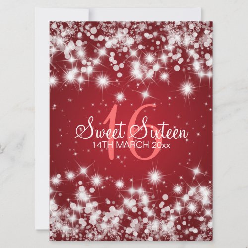 Elegant Sweet Sixteen Party Winter Sparkle Red Custom Invitations