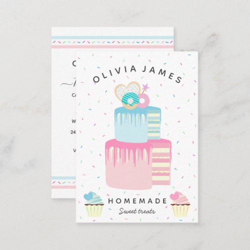 Elegant sweet treats cake cupcake and bakery business card