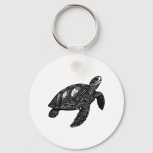 Elegant Swimming Old Water Turtle Copy Keychain