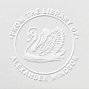 Elegant Swimming Swan “From the Library of” Embosser