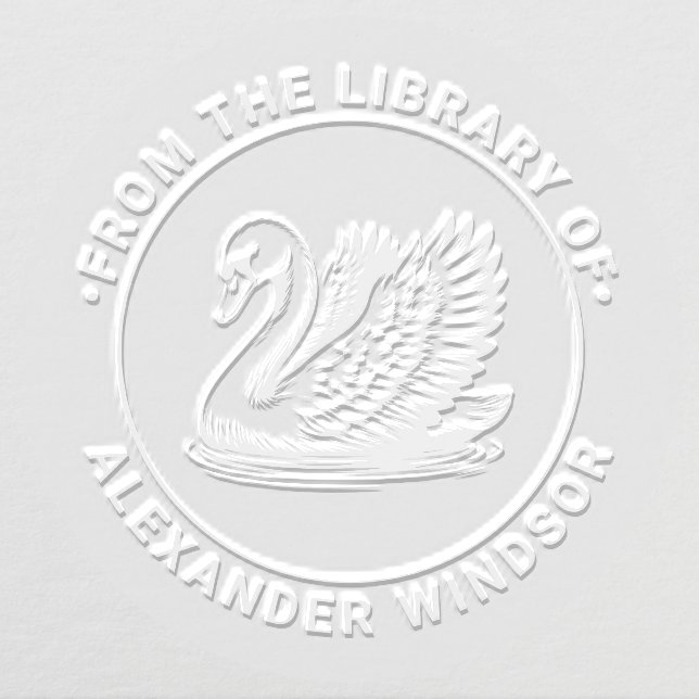 Elegant Swimming Swan “From the Library of” Embosser (Design)