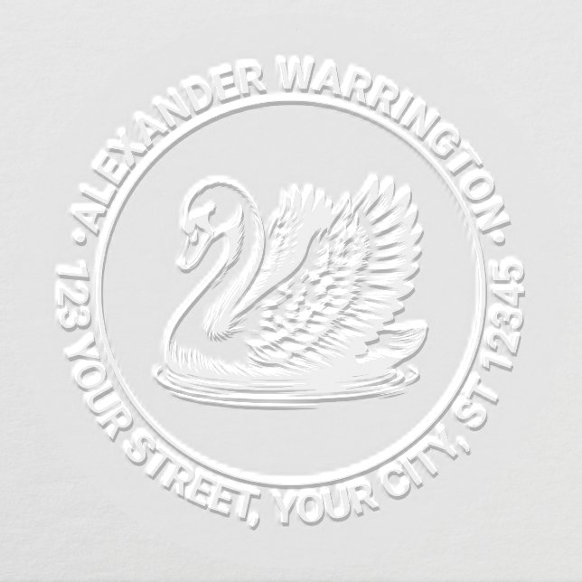 Elegant Swimming Swan Name Return Address Embosser (Design)