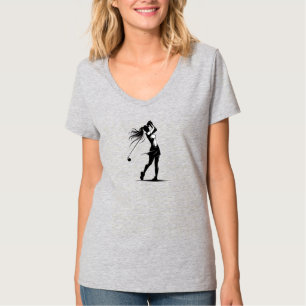 Elegant Swing Female Golfer in Motion T-Shirt