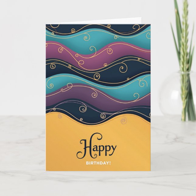 Elegant Swirl Birthday Card (Front)