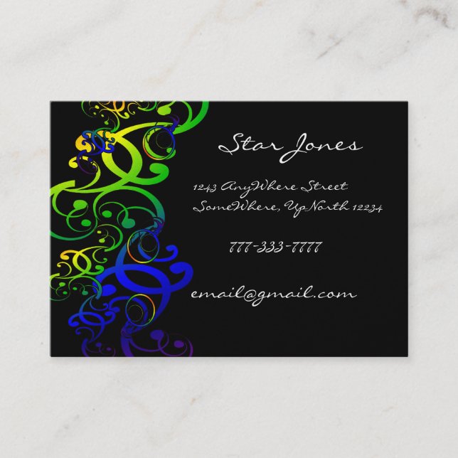Elegant Swirl Blue Business Card - (Front)