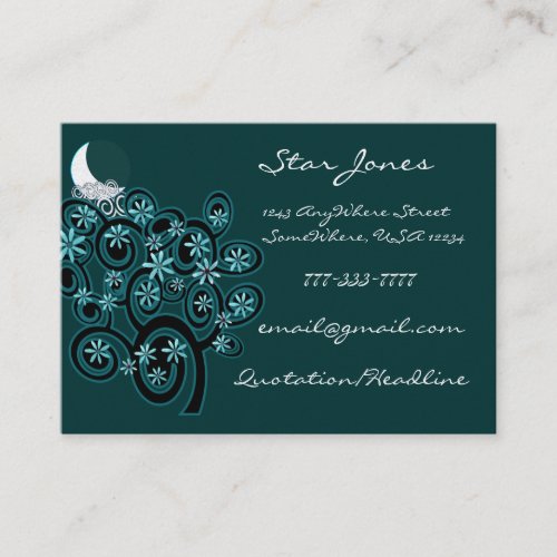 Elegant Swirl Business Card - With Moon