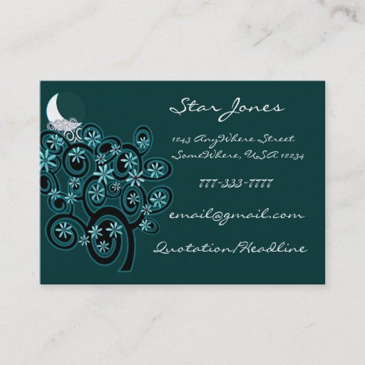 Customizable Elegant Swirl Business Card - With Moon