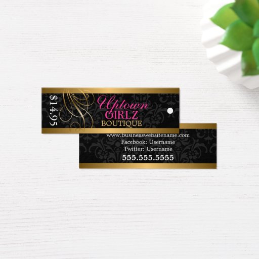 Customizable Elegant Swirl Fashion Accessory Boutique Hang Tags Business Card Template
