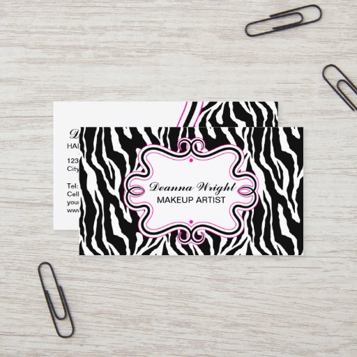 Customizable Elegant Swirl Frame &amp; Zebra Print Business Cards