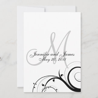 Elegant Swirl Monogram Wedding Invitation Back