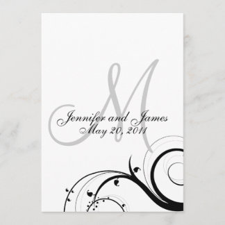 Elegant Swirl Monogram Wedding Invitation Back