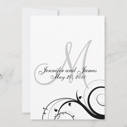 Elegant Swirl Monogram Wedding Invitation Back