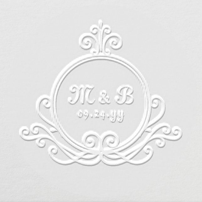 Elegant Swirl Monogram Wedding Personalized Embosser (Design)