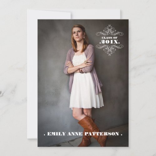 Elegant Swirl Photo Graduation Party Announcement