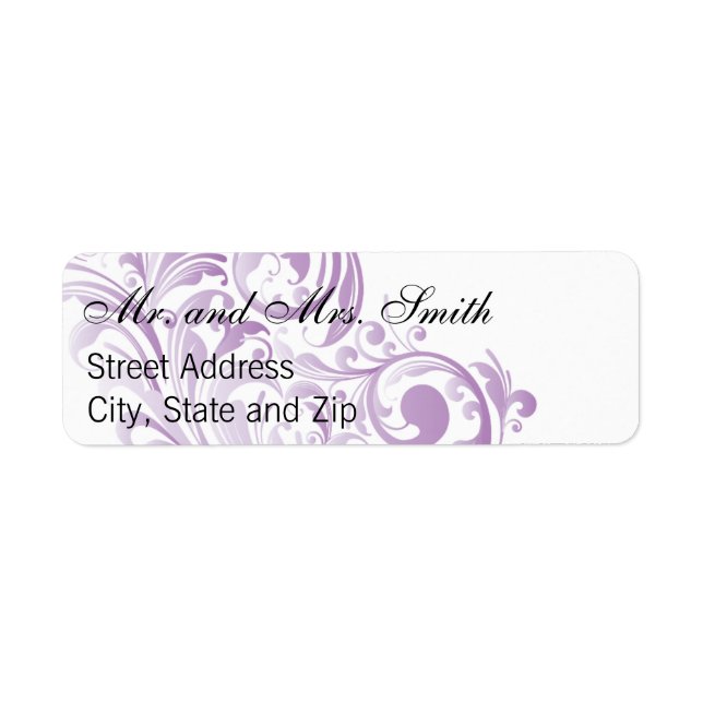 Elegant Swirl Return Labels - Purple (Front)