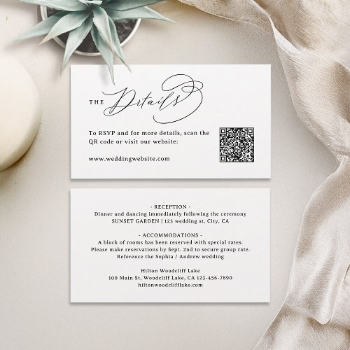 Elegant Swirl Script QR Code Wedding Details
