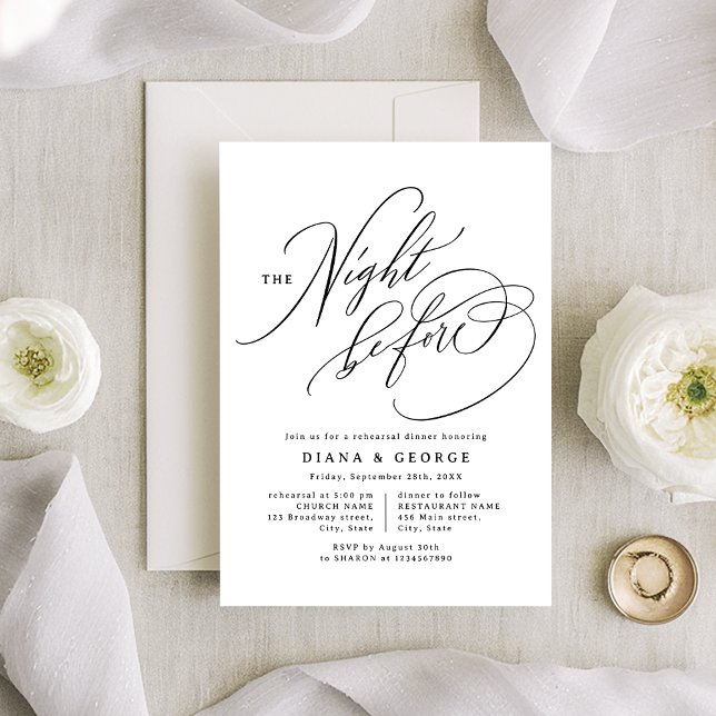 Elegant Swirl Script Simple Rehearsal Dinner Invitation (Elegant Swirl Script Simple Rehearsal Dinner Invitation)