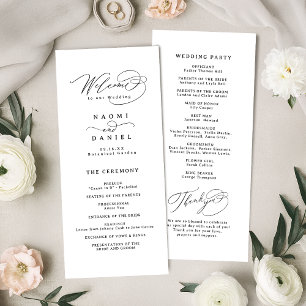 Elegant Swirl Script Simple Wedding Program