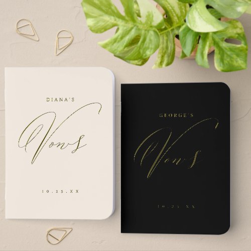 Elegant Swirl Script Simple Wedding Vows Book