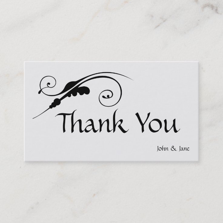 Elegant Swirl Thank You Business Card | Zazzle