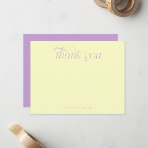 Elegant Swirl Typography Lemon Wisteria Wedding Note Card