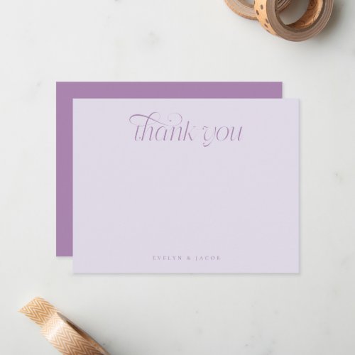Elegant Swirl Typography Lilac Wedding Note Card