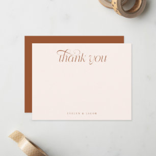 Elegant Swirl Typography Terracotta Wedding Note Card
