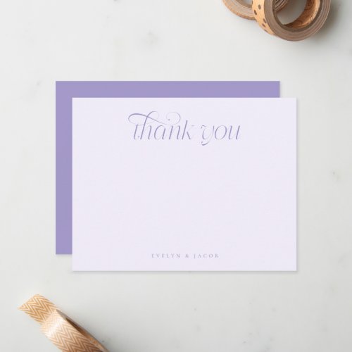 Elegant Swirl Typography Violet Wedding Note Card