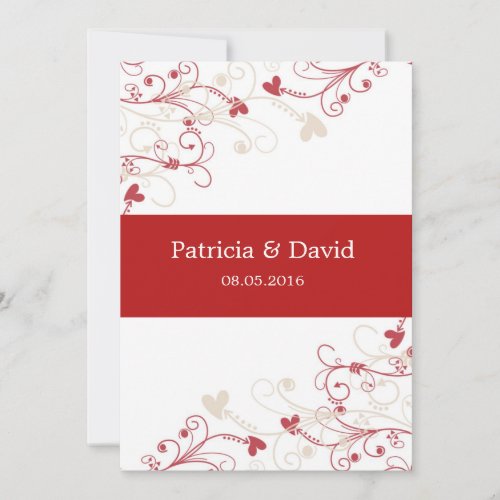 Elegant Swirl Wedding Invitations:Red And Ivory