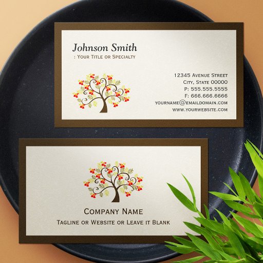 Customizable Elegant Swirl Whimsical Tree - Modern Professional Business Card Templates