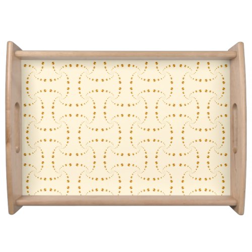 Elegant swirling golden polka dots on ivory serving tray