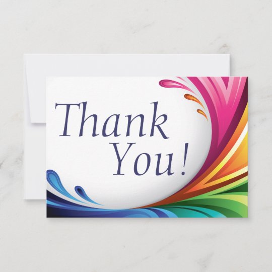 Elegant Swirling Rainbow Splash - Thank You - 3 | Zazzle.com