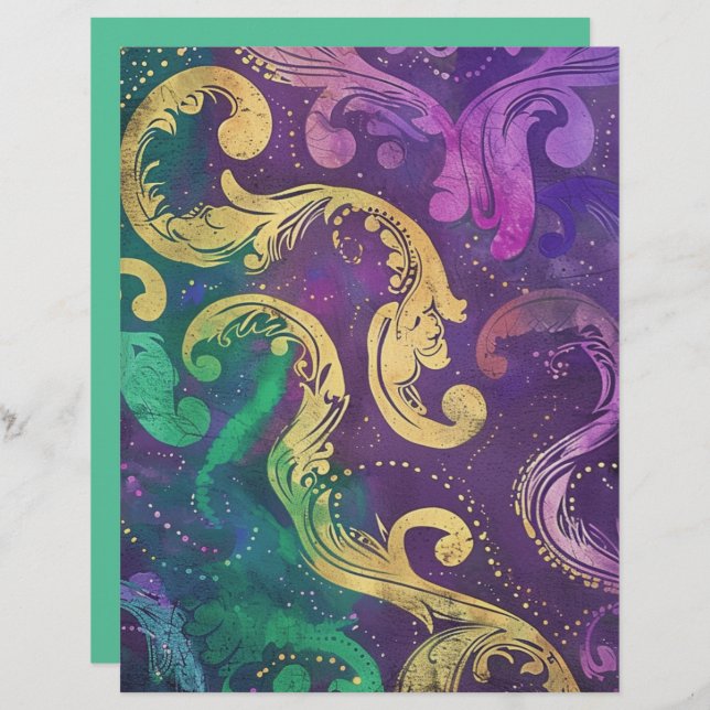 Elegant Swirls and Flourishes Scrapbook Paper (Front/Back)