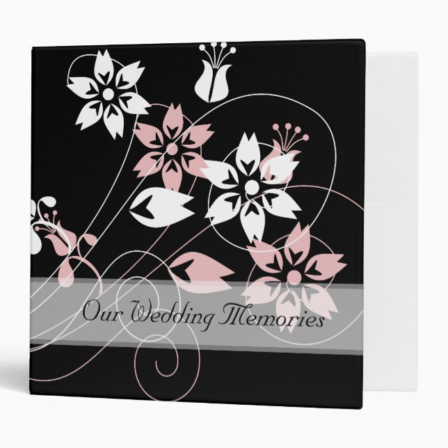 Elegant Swirls And Flowers Wedding Binders (Front/Inside)