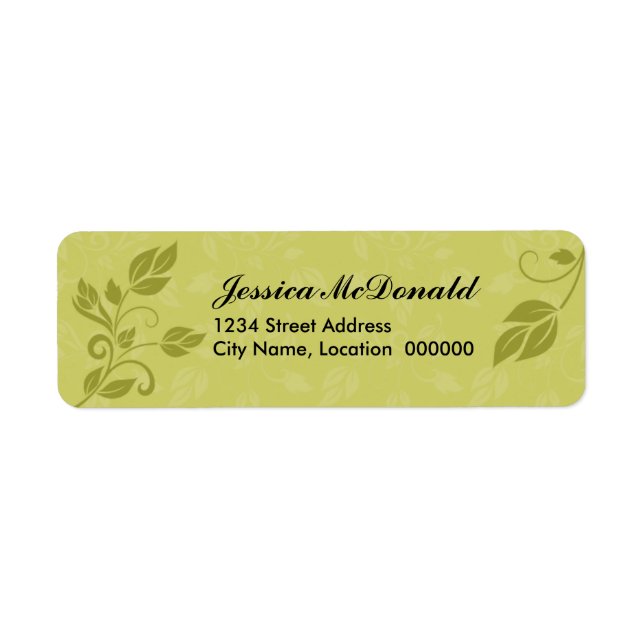 Elegant Swirls and Leaves Label (Front)