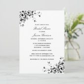 Elegant Swirls Black & White Bridal Shower Invitation (Standing Front)