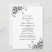 Elegant Swirls Black & White Bridal Shower Invitation (Front)