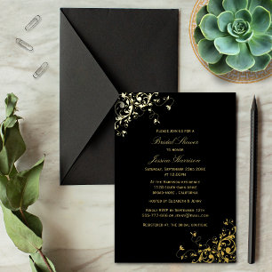 Elegant Swirls Bridal Shower Real Foil Invitation