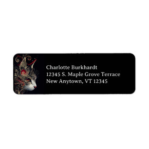 Elegant Swirls Cat Illustration Label