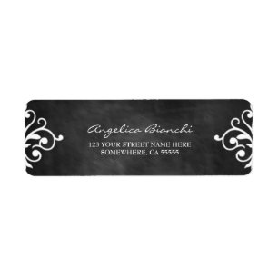 Elegant Swirls Chalkboard Return Address Label