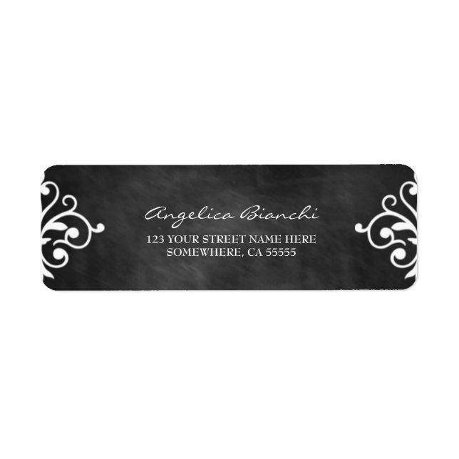 Elegant Swirls Chalkboard  Return Address Label (Front)