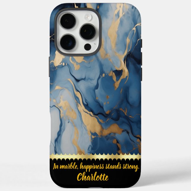 Elegant swirls of blue and gold marble design art Case-Mate iPhone case (Back)