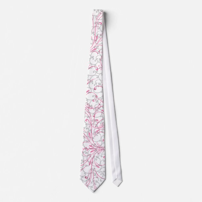 elegant swirls pink necktie (Front)